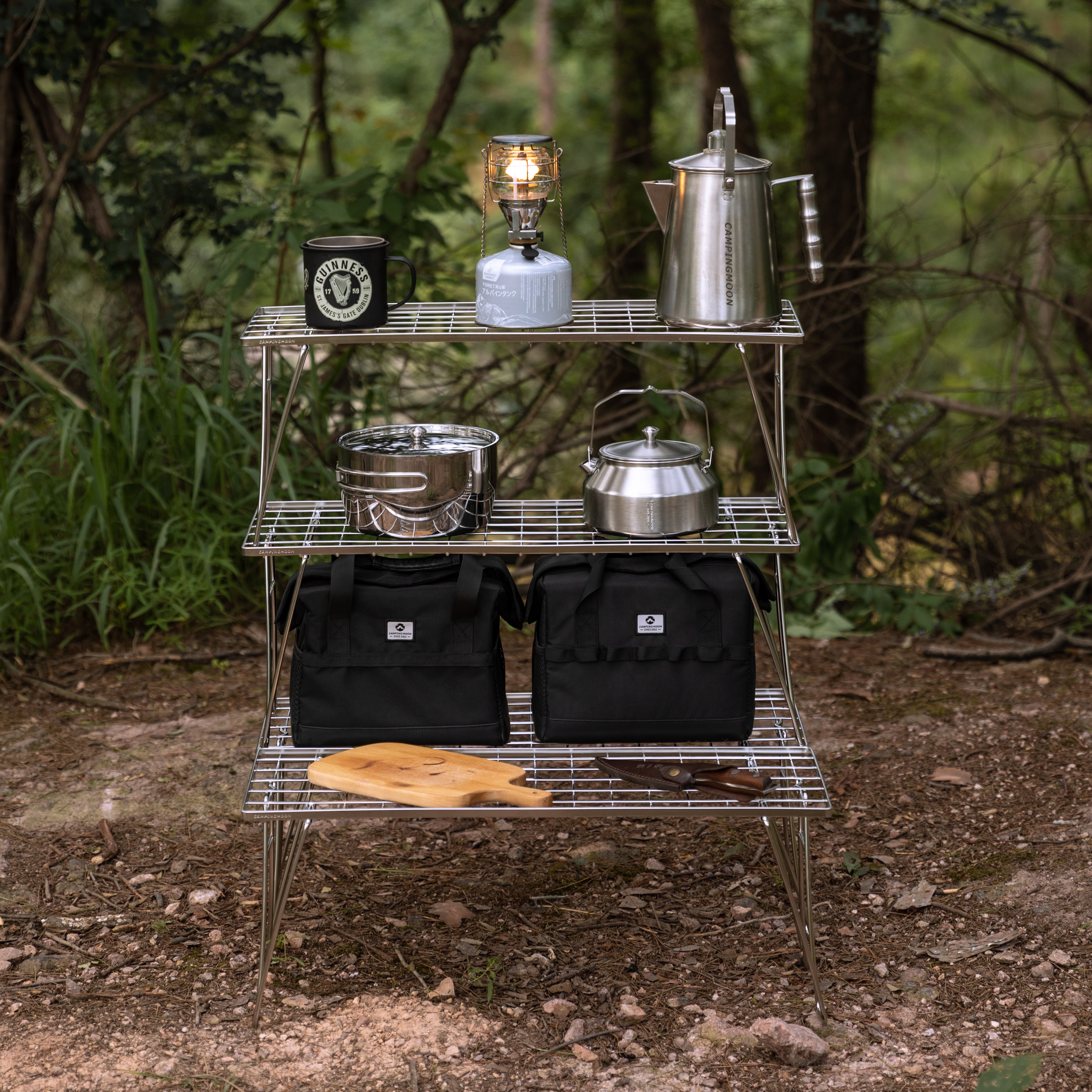 캠핑문 올스텐 라이트 미니멀 필드랙 PRO 멀티 경량 쿨러스탠드 T-225A