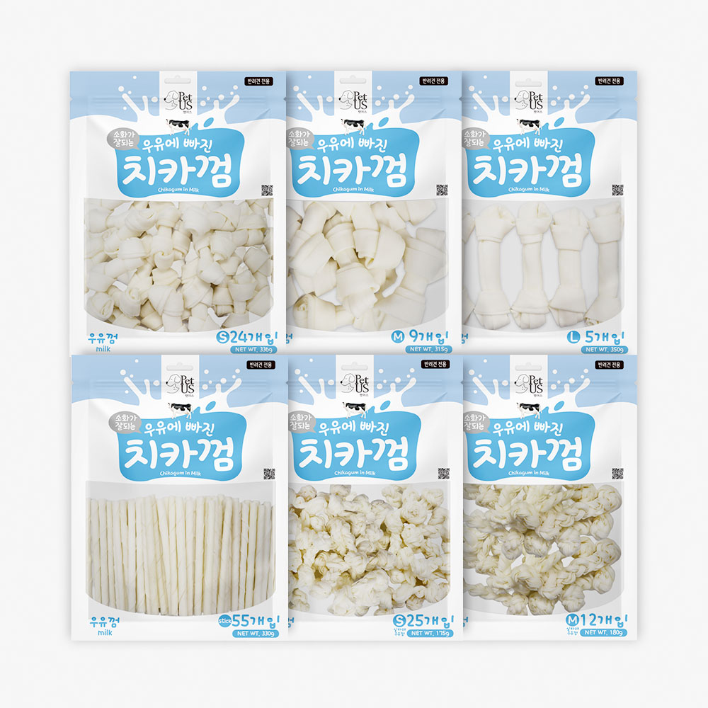 펫어스 치카 강아지양치껌 강아지스틱 오래먹는간식 소우유껌, L(대형), 4개