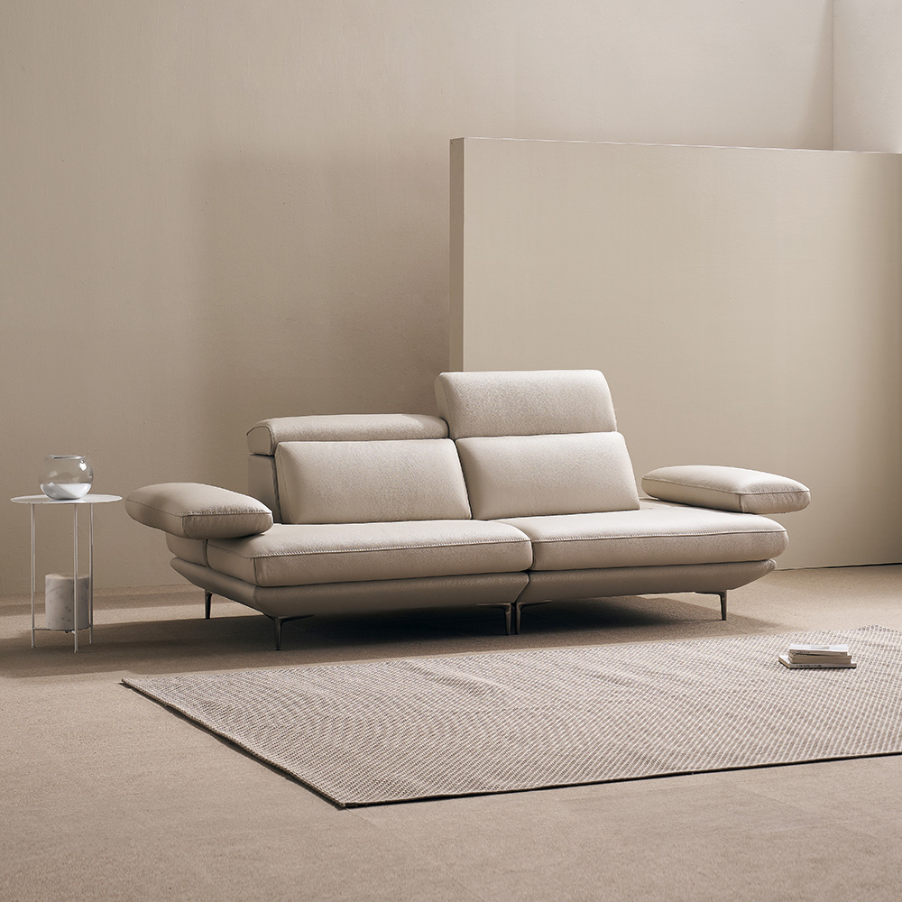 쉐우드가구 모담 이태리 천연통가죽 스윙 쇼파 3인용 / 국내제조 자재등급E0