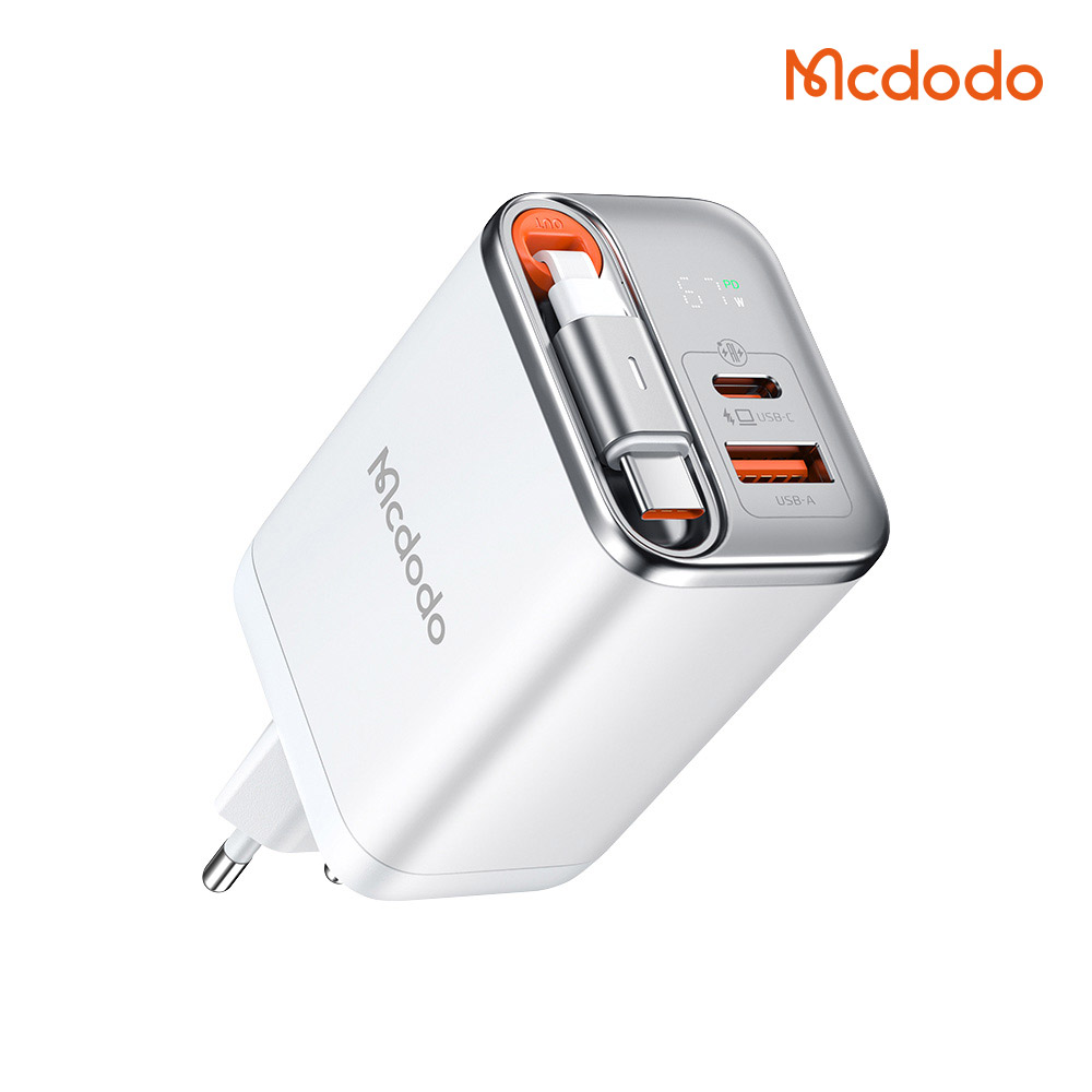 맥도도 GaN 67W C타입 케이블 일체형 초고속 2포트 멀티충전기 CH645