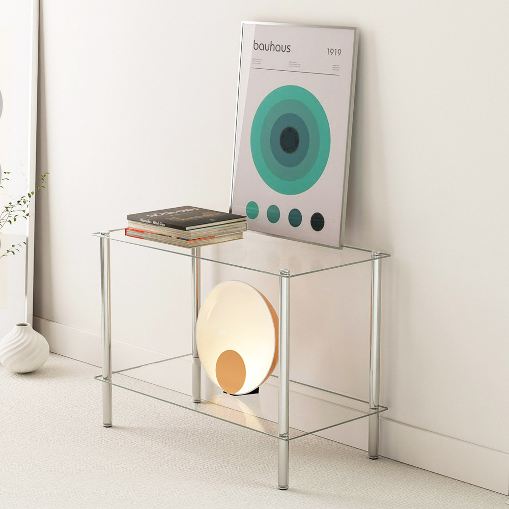 미드센츄리 모듈 미니 수납 선반 600x300x425, 2단, 유리