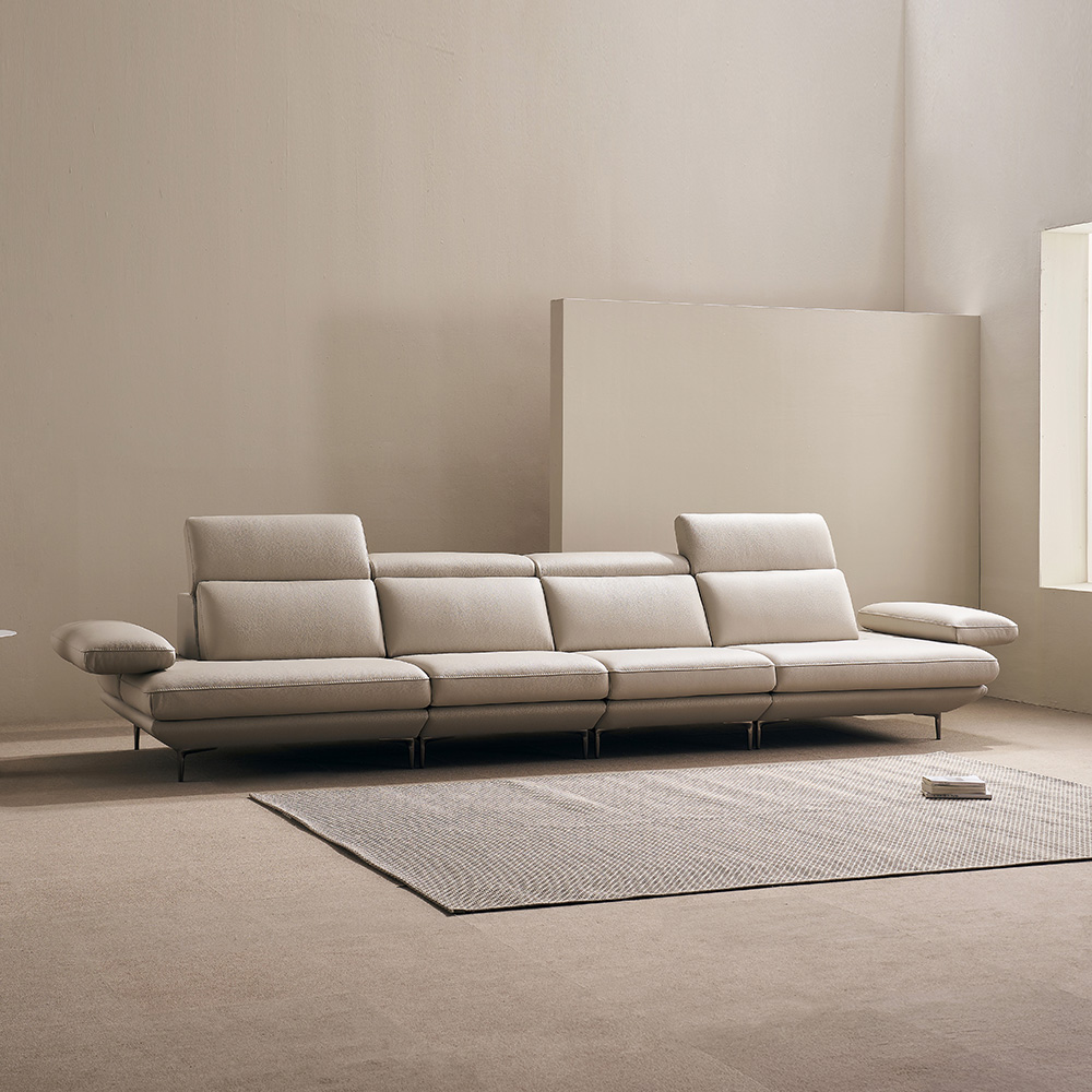 쉐우드가구 모담 이태리 천연통가죽 스윙 쇼파 6인용 / 국내제조 자재등급E0