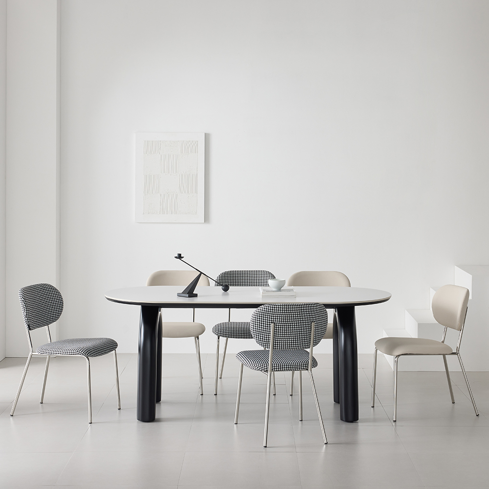 워지아 유어 포세린 세라믹 식탁 타원형 4인용 테이블 1600 블랙