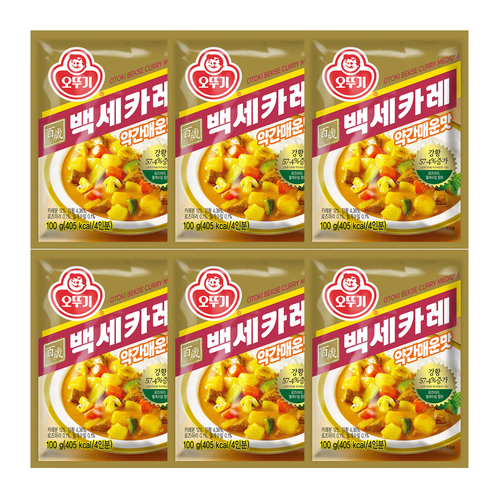 오뚜기 백세카레 약간매운맛, 100g, 6개 - 상품 이미지