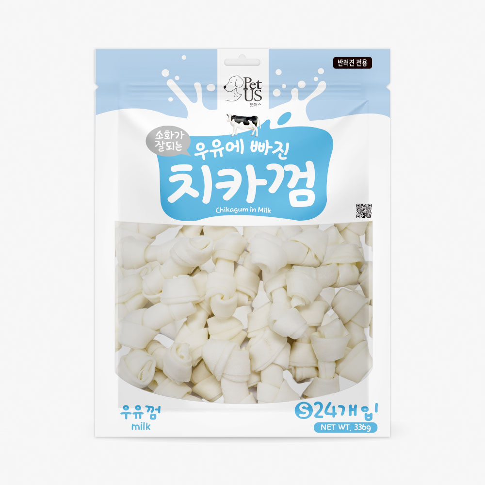 펫어스 치카 강아지양치껌 강아지스틱 오래먹는간식 순수우유껌, S(소형), 24개 - 메인 이미지