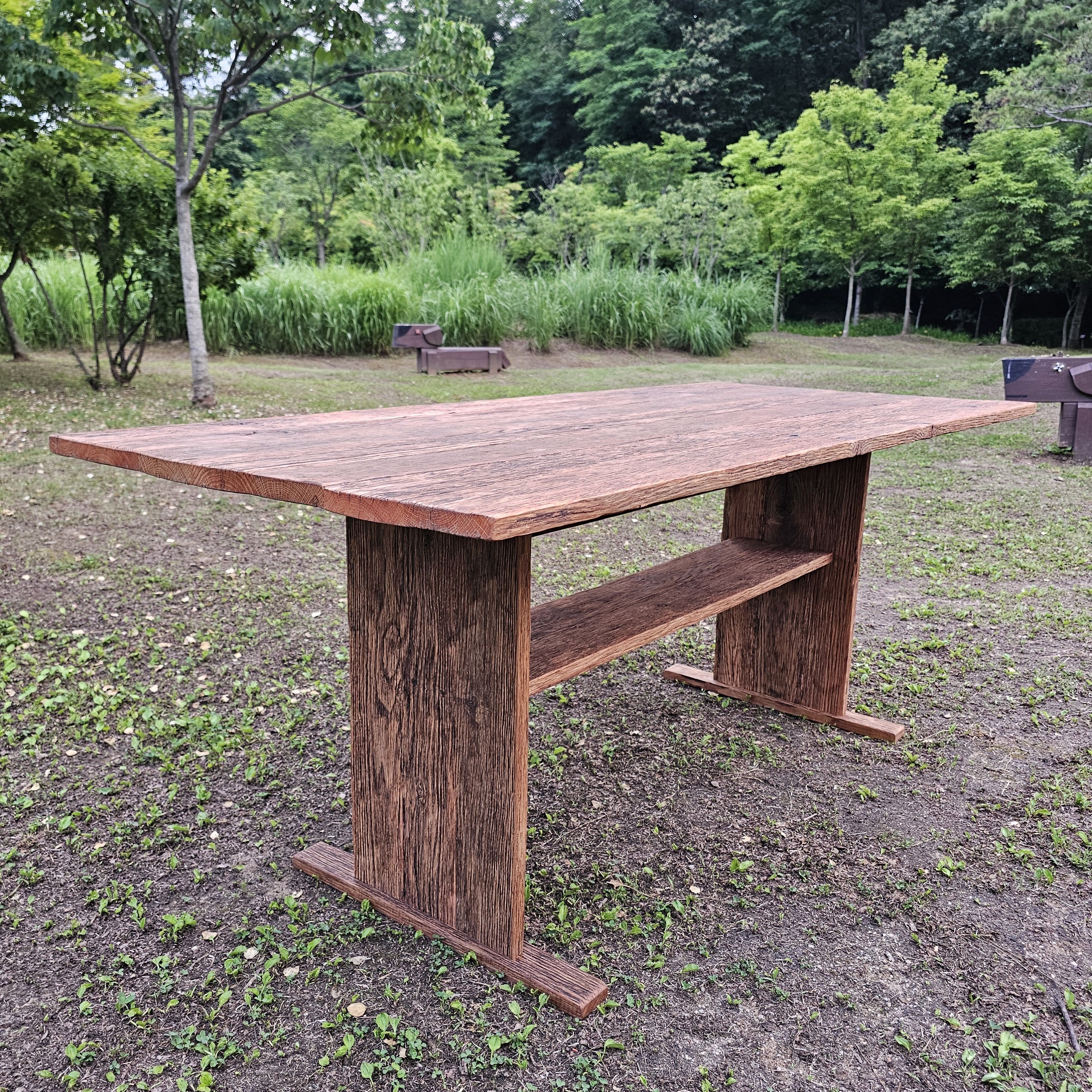 100년 이상 된  올드오크 빈티지 러스틱 엔틱 고재 테이블 식탁 주문제작