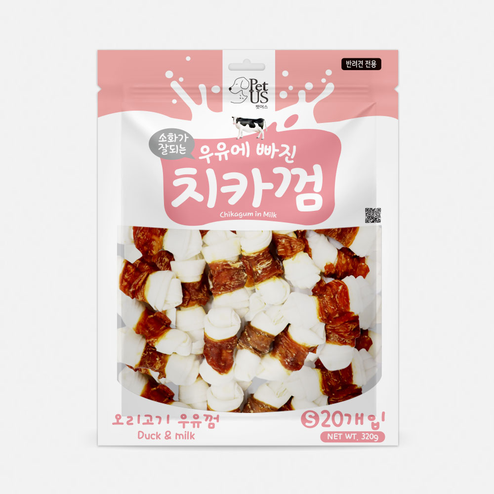 펫어스 치카 강아지양치껌 강아지스틱 오래먹는간식 오리우유껌, S(소형), 20개 이미지 1