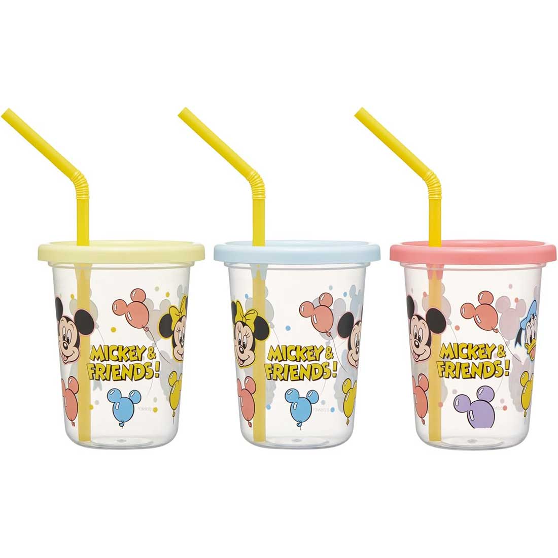 스케이터 디즈니 미키 &amp; 프렌즈 풍선 스트로 텀블러 230mL 3개 세트