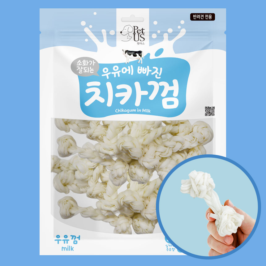 펫어스 치카껌 강아지밀크껌 강아지우유스틱 덴탈 양치 치석제거 오래먹는간식 - 상품 이미지