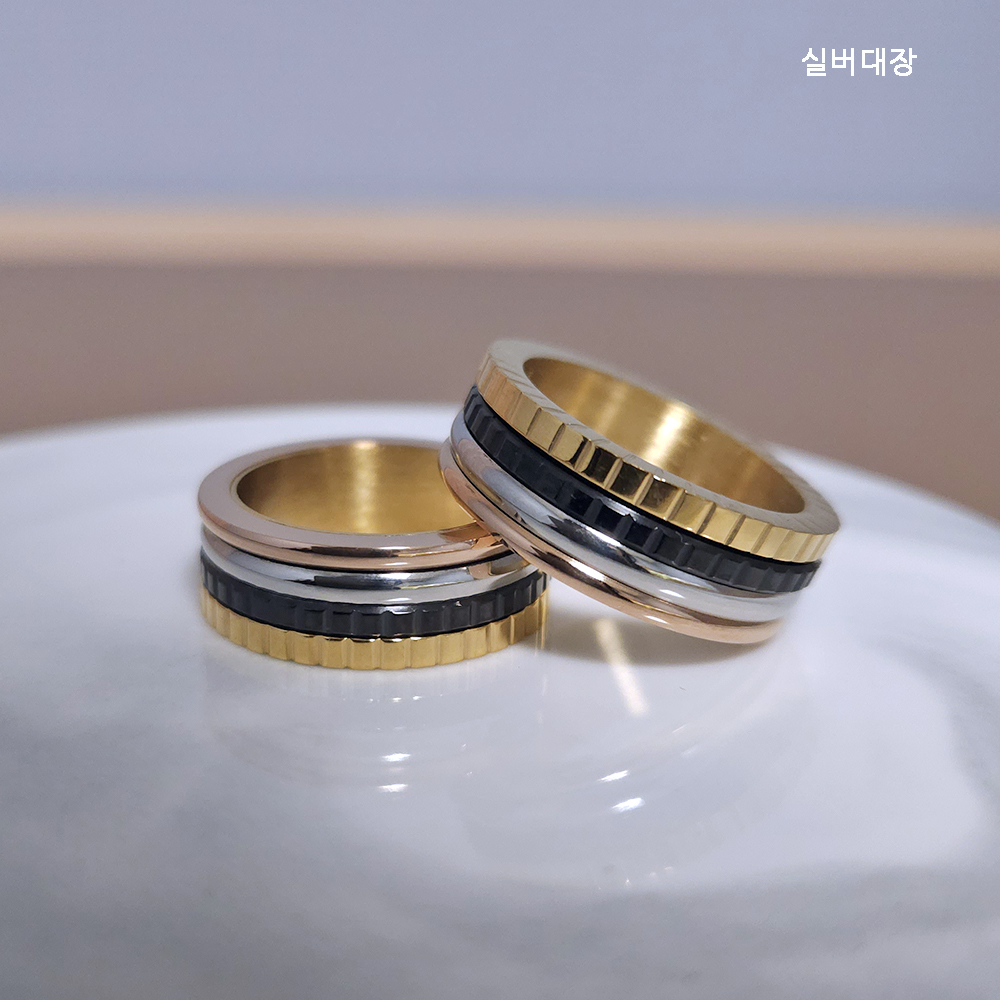 써지컬 스틸 회전 패션 선물 커플 남자 여자 링 레이어드 반지 - 상세 이미지 2