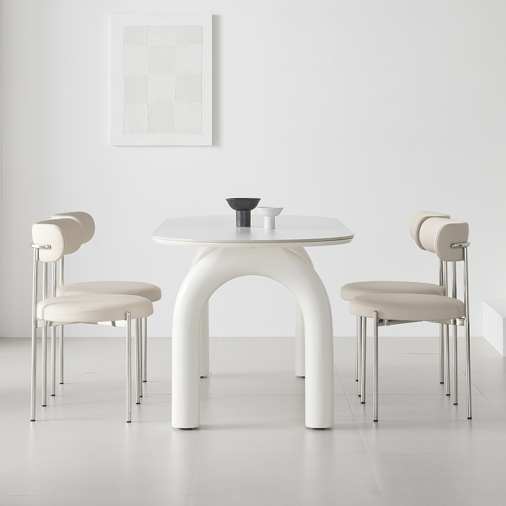 워지아 유어 포세린 세라믹 식탁 타원형 4인용 테이블 1600 화이트