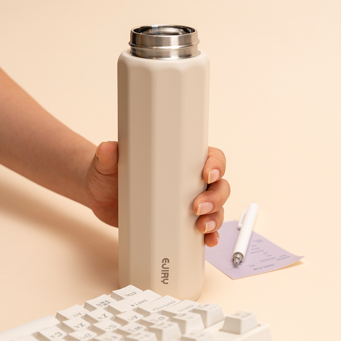 에지리 텐글 보온 보냉 미니 카페 스텐 텀블러 300ml 차콜 아이보리 이미지 6