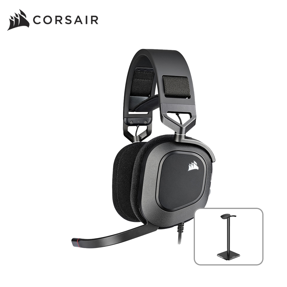 커세어 HS80 RGB USB 7.1 채널 게이밍 헤드셋 블랙 헤드셋 거치대 에디션