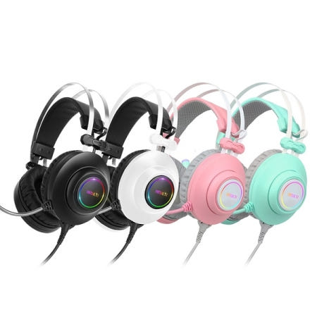 앱코 HACKER N550 ENC 가상 7.1 RGB 진동 노이즈 캔슬링 마이크 3D 초경량 헤드셋 (민트색)