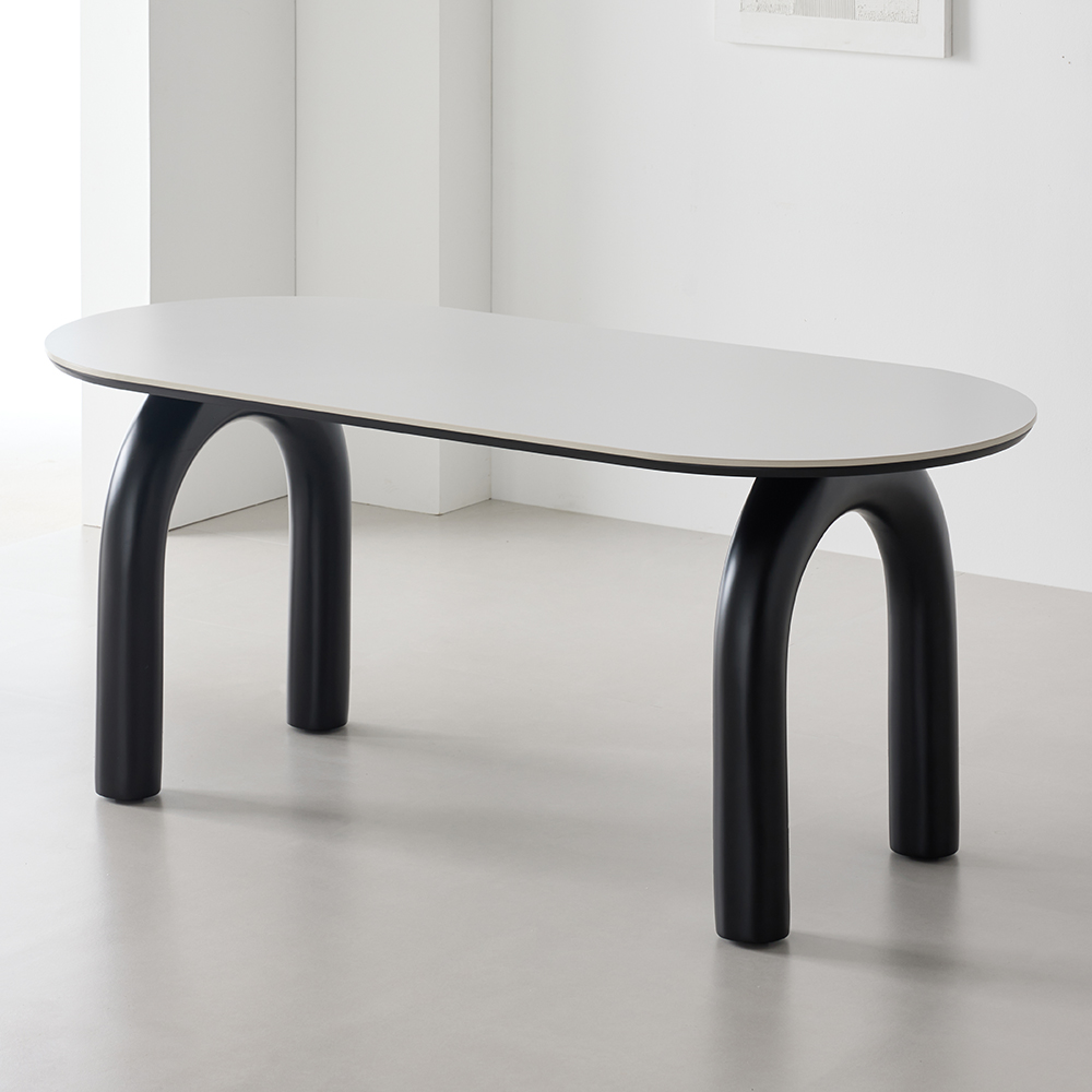 워지아 유어 포세린 세라믹 식탁 타원형 4인용 테이블 1600 블랙