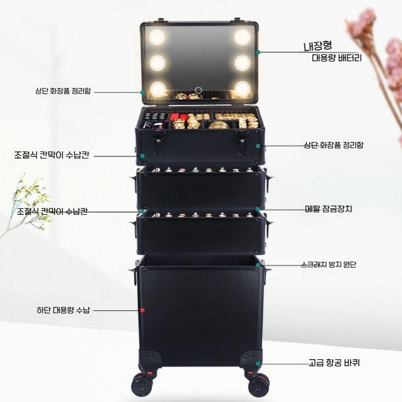 메이크업가방 신부화장 돌잔치 출장 전문가용 미용가방  20인치 2단 - 상세 이미지 4