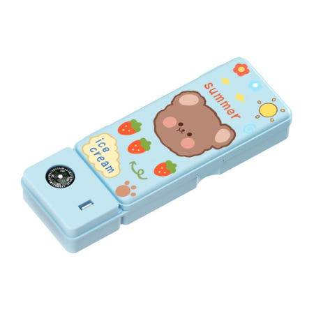 [해외]USB 필통 선풍기 특이한선물 휴대용 중학생 업그레이드 USB 필통-블루