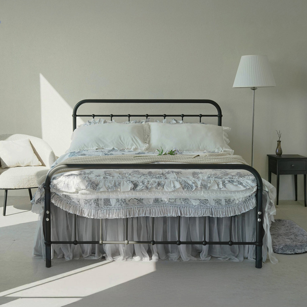 동서가구 쥬드 철제 Q 침대 + 매트리스 본넬매트리스, 그라파이트