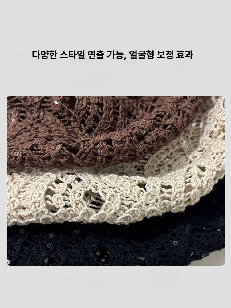 여성 벙거지 모자 비니 간편한 봄 여름 얇은 통기성 니트 모자 1.베이지 - 상세 이미지 4