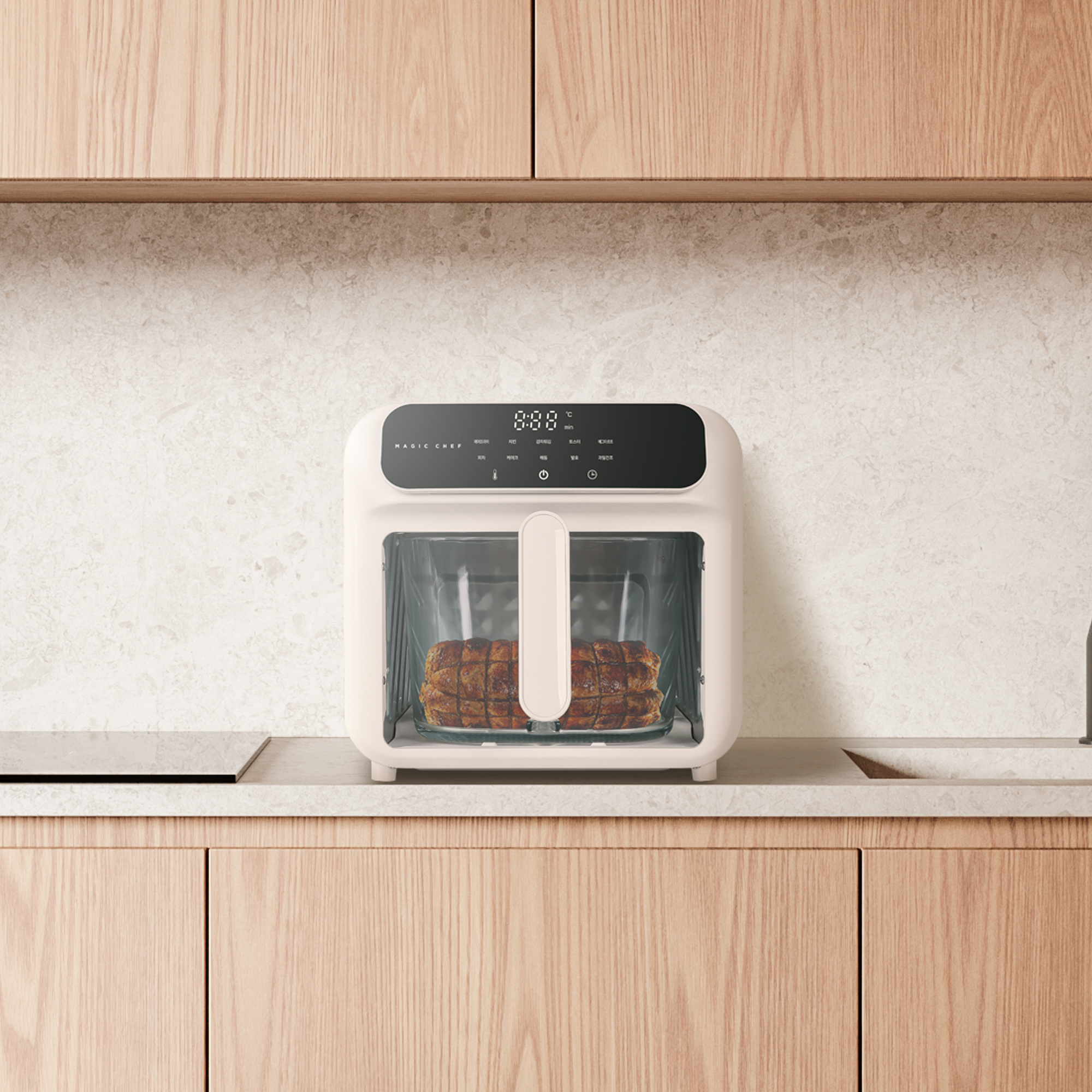 매직쉐프 유리 글라스 에어프라이어 MAF-K5500W 대용량 가정용 바스켓