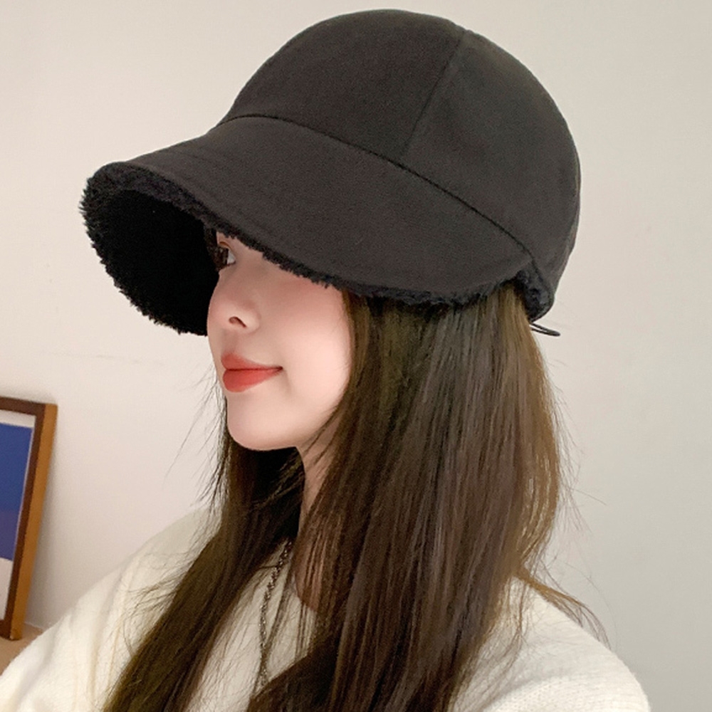 넓은챙 양털보넷모자 뽀글이 보닛모자 겨울 와이드캡 동백이 여성털 방한 - 상세 이미지 3