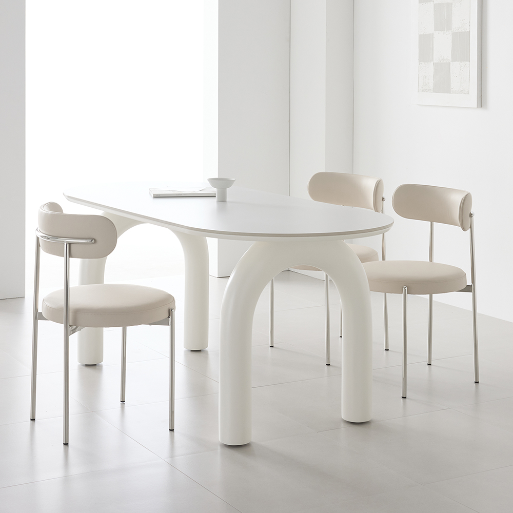 워지아 유어 포세린 세라믹 식탁 타원형 4인용 테이블 1600 화이트