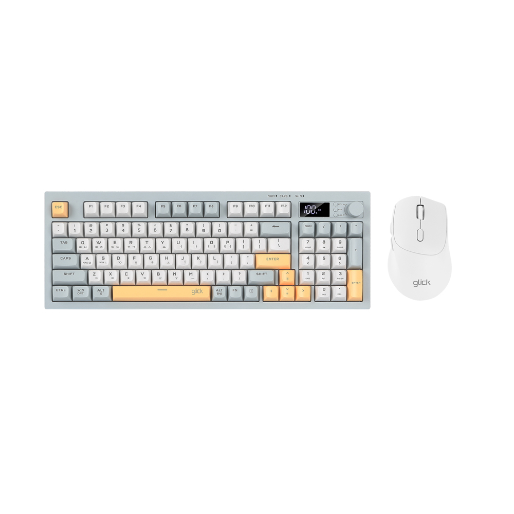 지클릭커 오피스프로 WMK50 사일런스 M 무소음 무선 블루투스 94 LCD 키보드 마우스 세트 Greenwich - 상세 이미지 4
