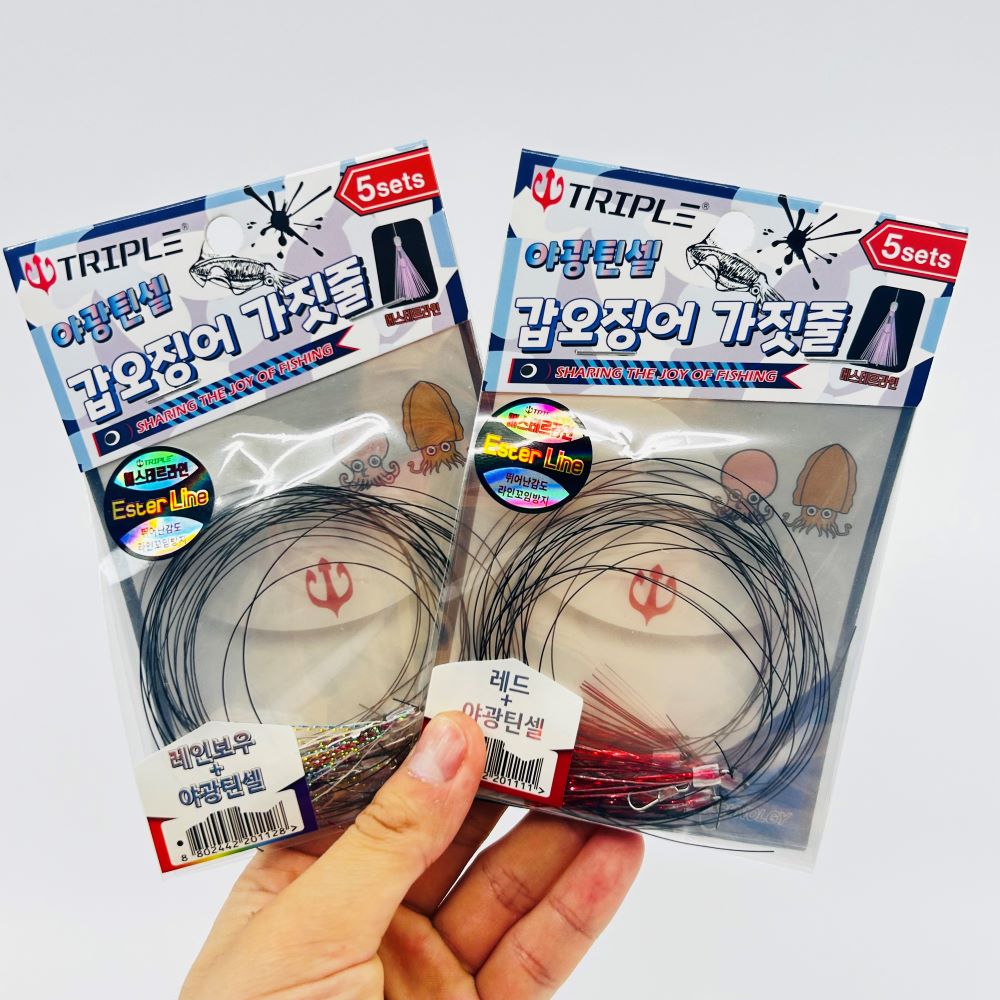 트리플 야광틴셀 갑오징어 가짓줄 한치 쭈꾸미 가지 카드 채비 5EA - 상세 이미지 2