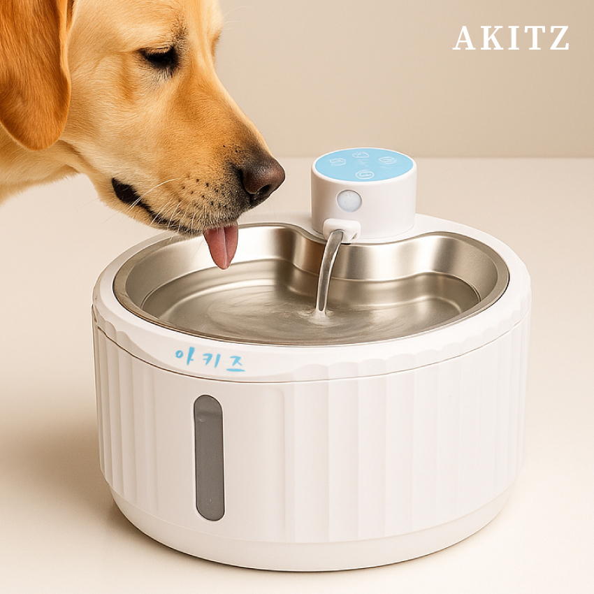 아키즈 자동 급수기 강아지 물통 고양이 필터 정수기 무선 펫 급수대 반려동물 물그릇