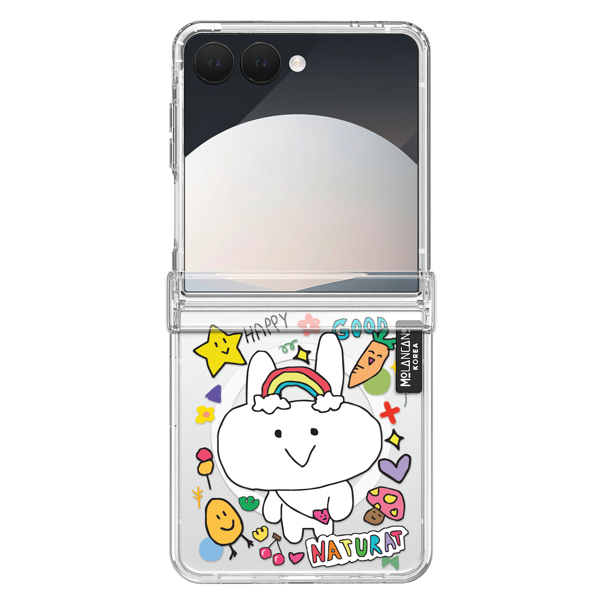 갤럭시 Z플립7 크리스탈 디자인 힌지 보호 맥세이프 투명 휴대폰 케이스 스마일굿