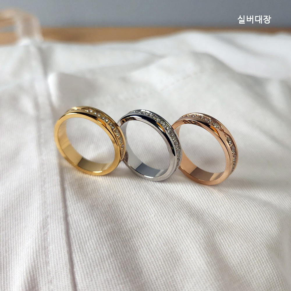 써지컬 스틸 큐빅 레이어드 패션 선물 여자 남자 커플 데일리 반지 - 상세 이미지 4