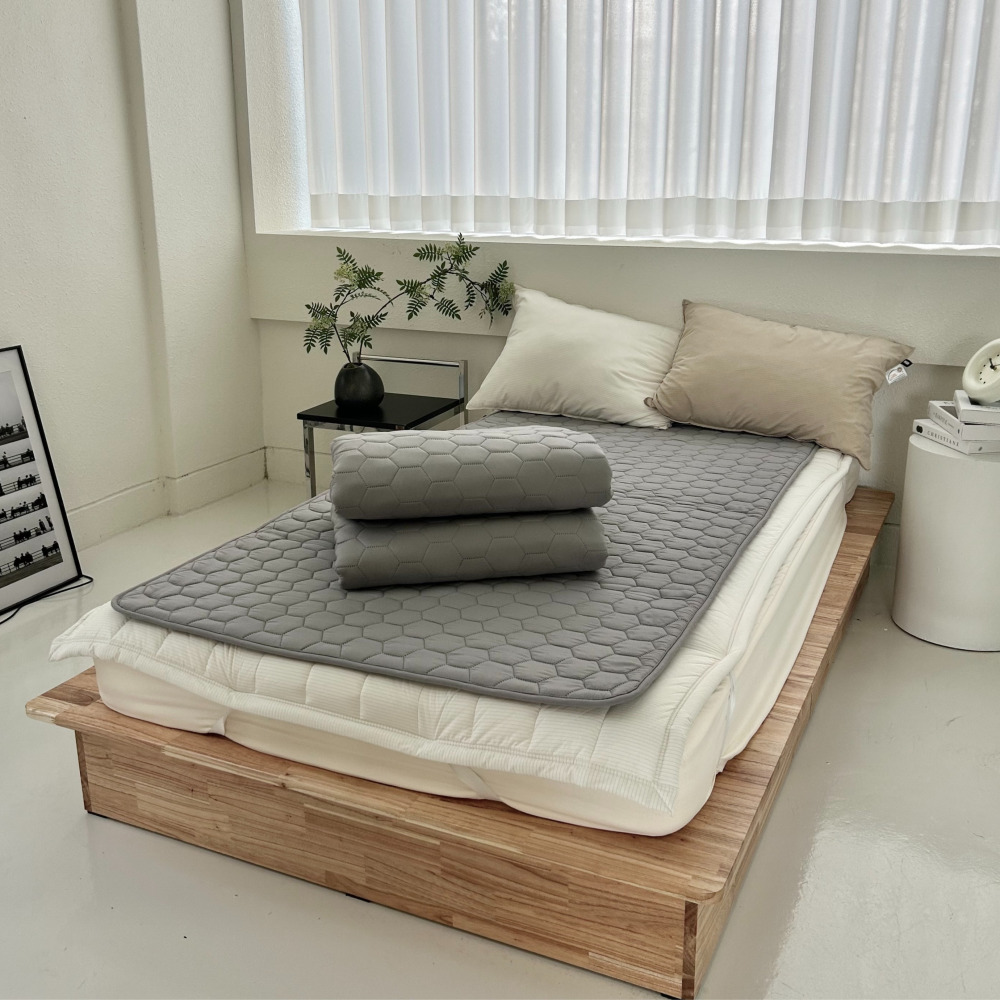 몽비오스 카본 탄소매트 전기매트 전자파없는 그래핀 온열매트 침대 전기장판 싱글, 100x200cm, 연그레이