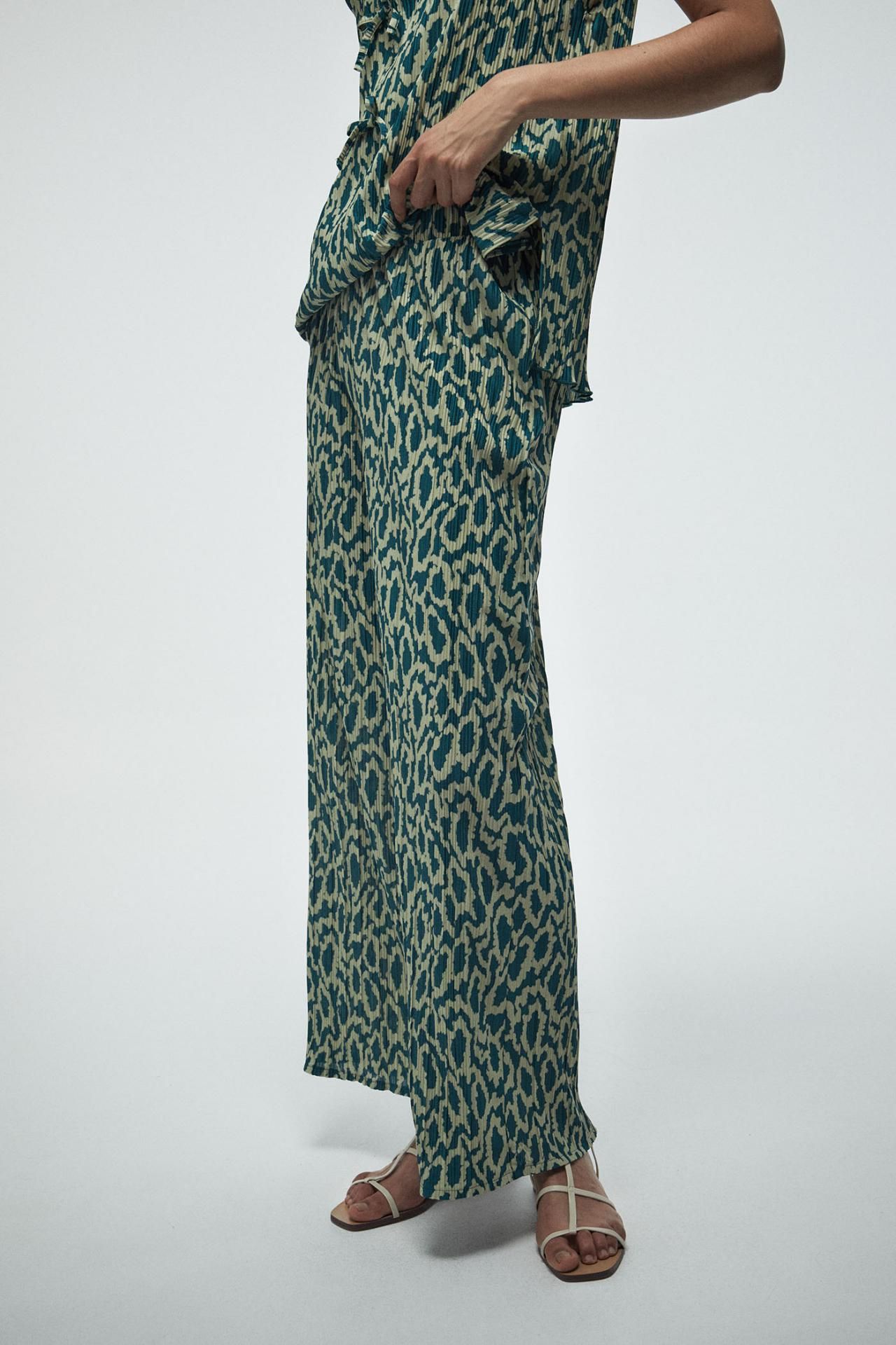 스페라 프린트 플리츠 팬츠 058362001263 VERDE