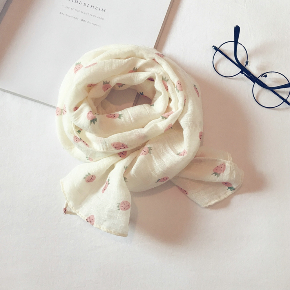 딸기 면 쁘띠 스카프 사각 스카프 코튼 패턴 여성 아동 이미지 7