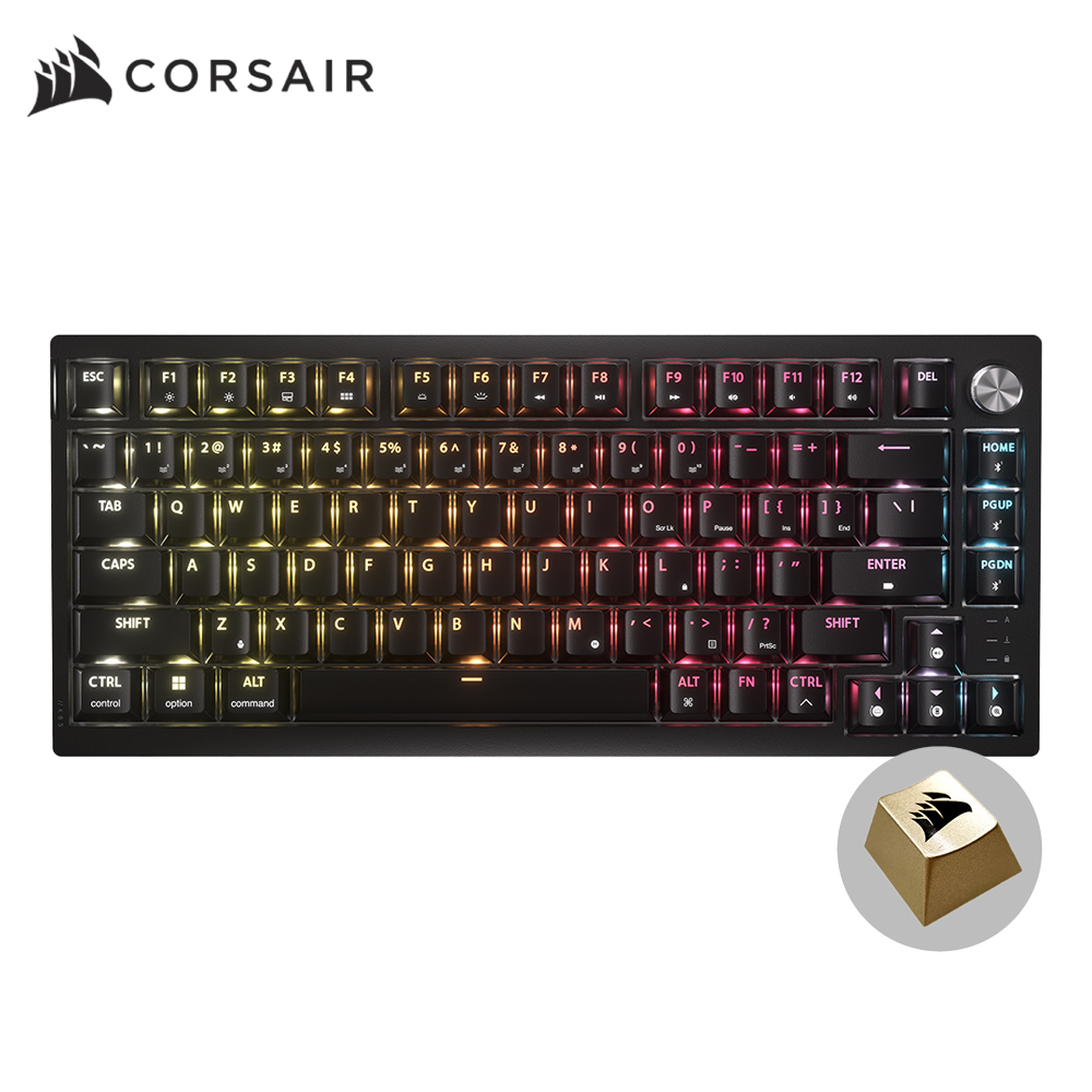 커세어 K65 RGB PLUS 무선 핫스왑 황축 영문 게이밍 기계식 키보드 골드키캡 에디션 - 메인 이미지