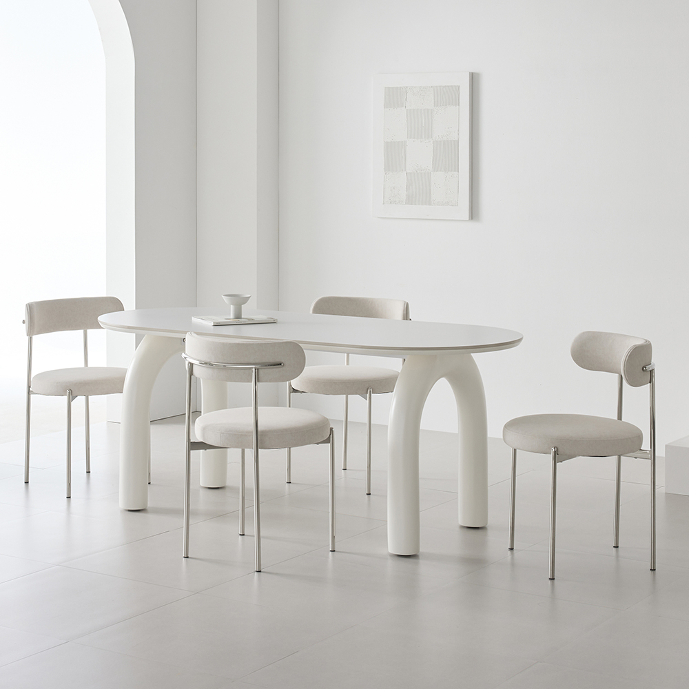 워지아 유어 포세린 세라믹 식탁 타원형 4인용 테이블 1600 화이트