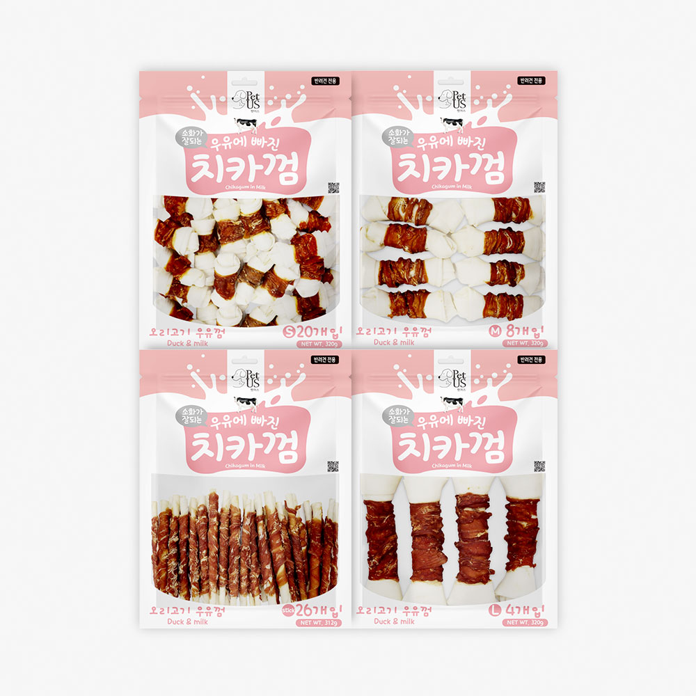 펫어스 치카 강아지양치껌 강아지스틱 오래먹는간식 소우유껌, L(대형), 4개
