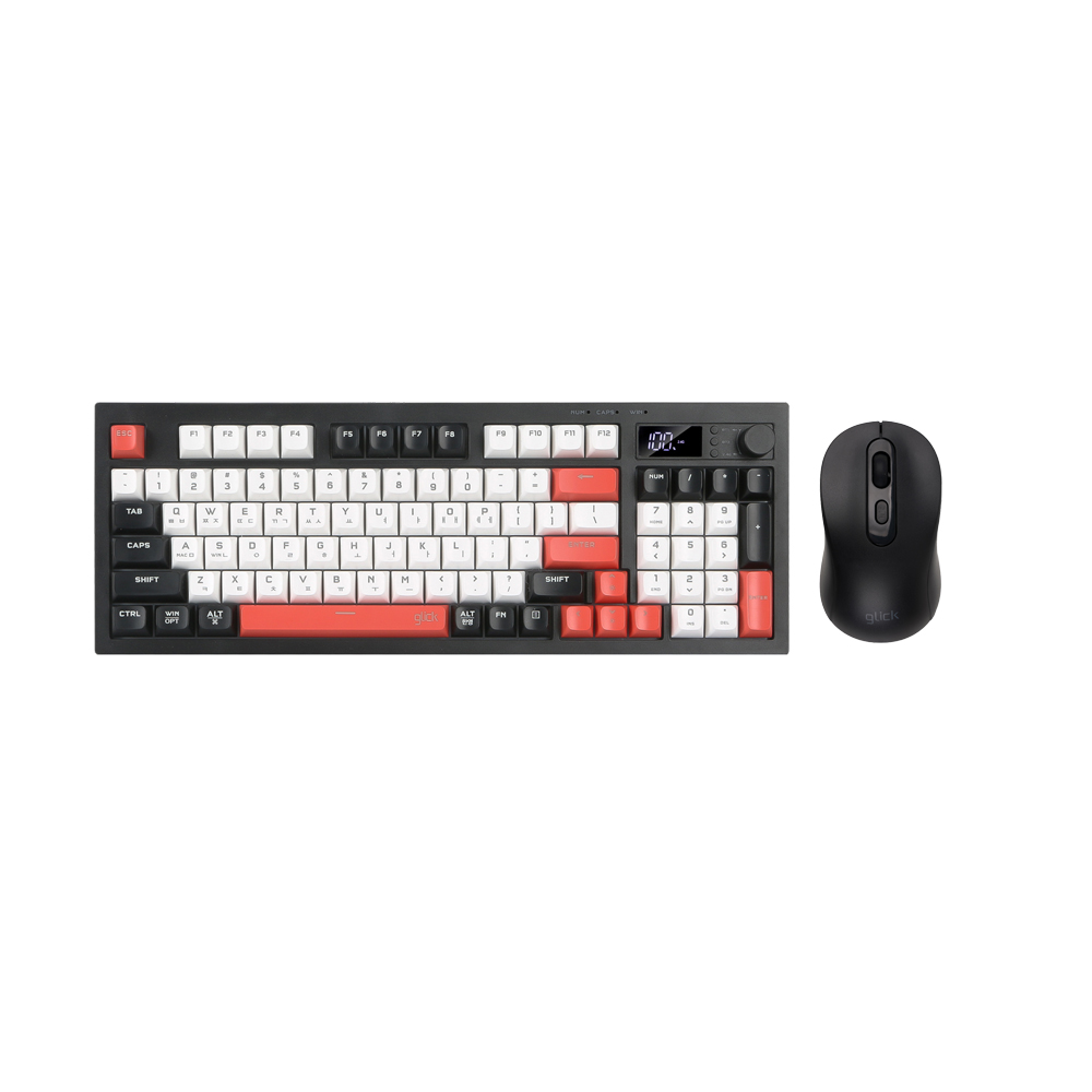 지클릭커 오피스프로 WMK90 사일런스 M 무소음 무선 블루투스 LCD 키보드 마우스 세트 94 Poker - 메인 이미지