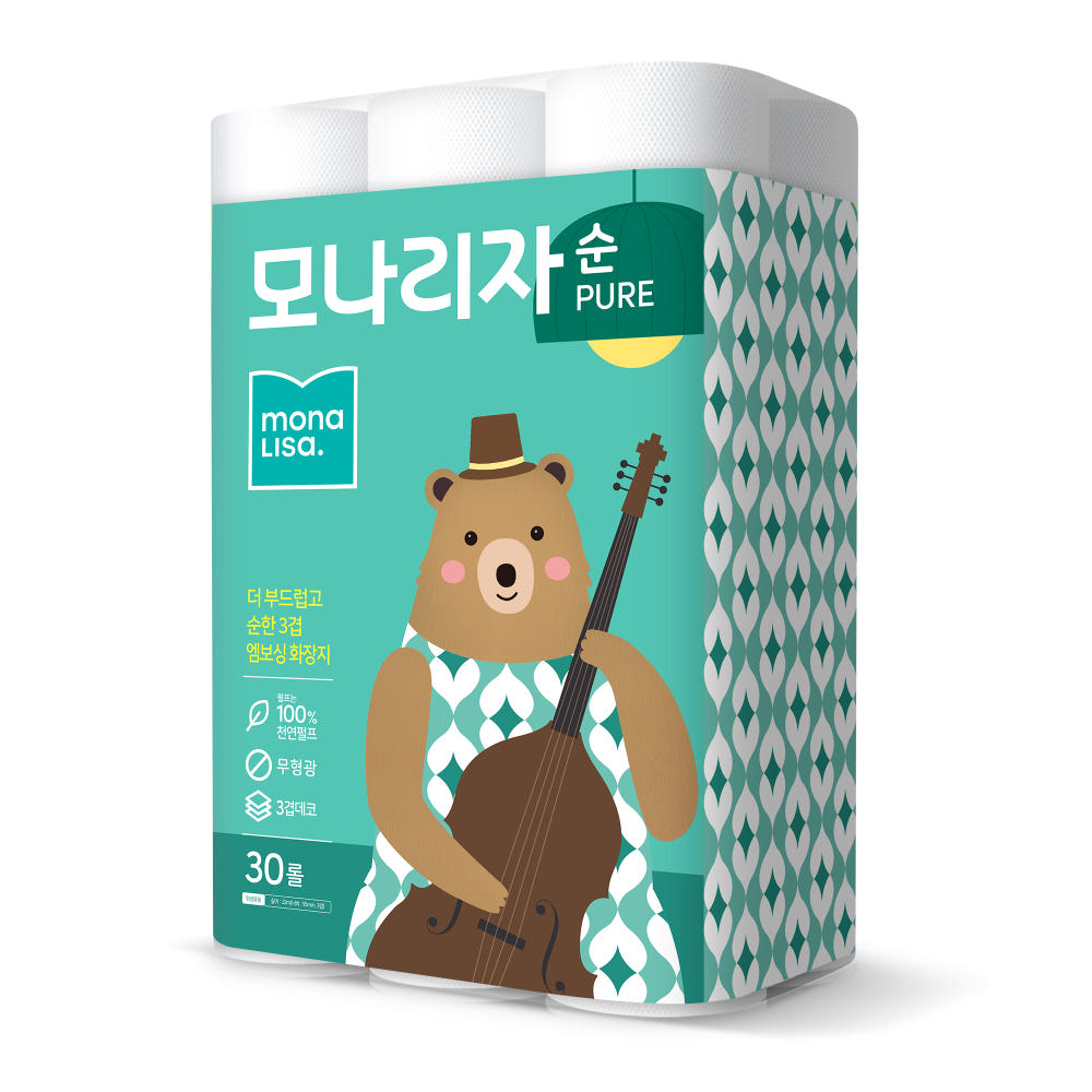 모나리자 순 퓨어 3겹 화장지 22mx30롤 4팩 화장실 휴지 먼지안나는 엠보싱 - 상세 이미지 2