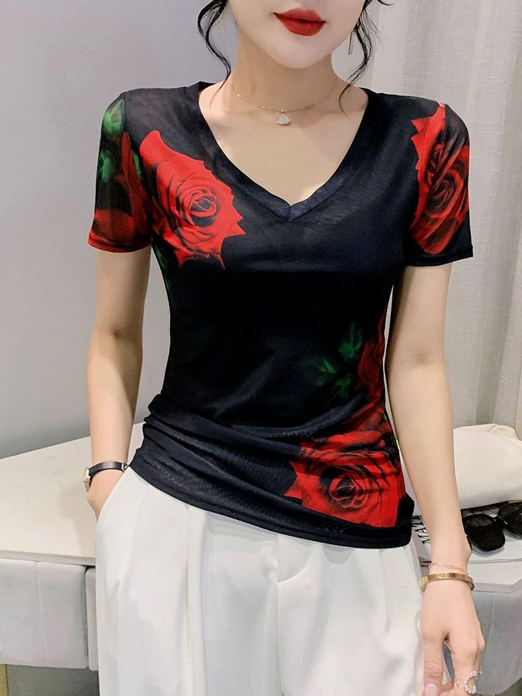 라틴댄스 상의 라인댄스 사교댄스복 방송 여성 라인 티셔츠 왈츠 댄스옷 이미지 6