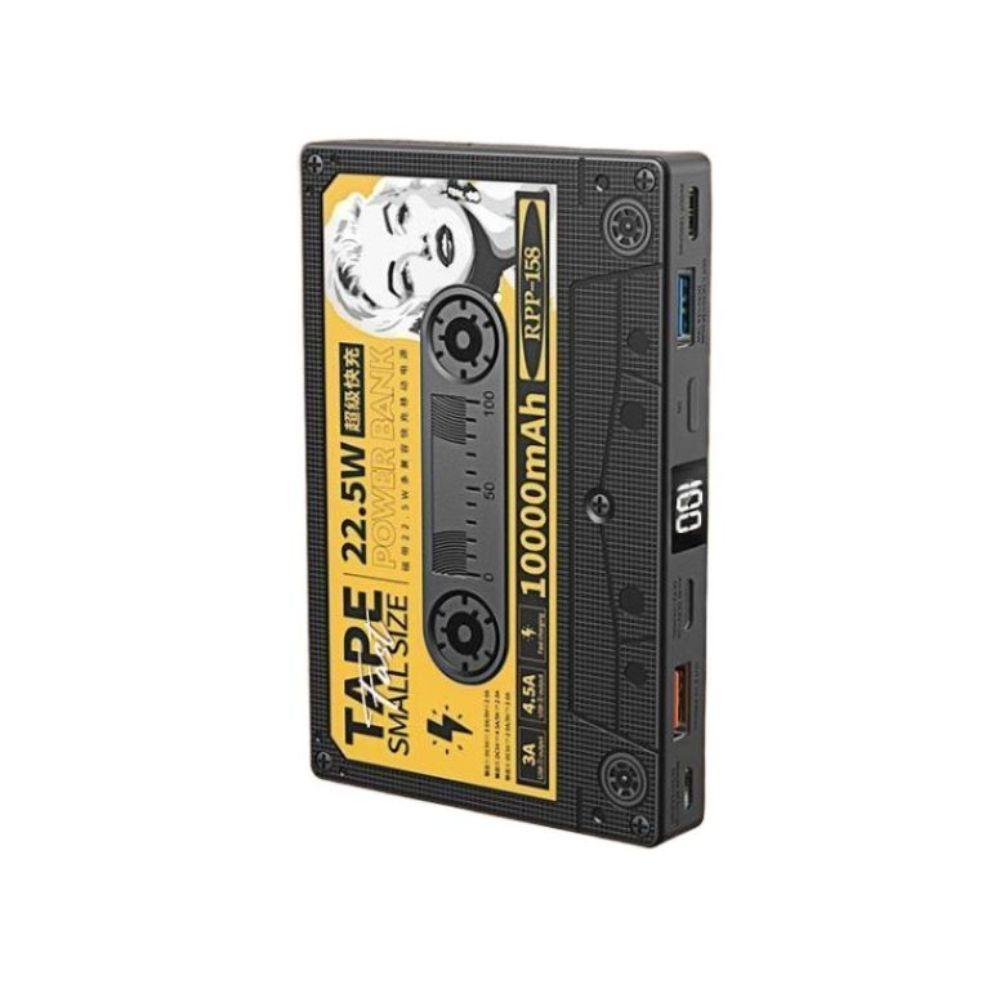 레트로 카세트 테이프 파워뱅크 보조배터리 고속 블랙 27W 고속충전 10000mAh - 상품 이미지