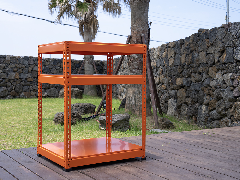 폴던스랙 올스틸 홈 카페 거실 수납 선반 인테리어 선반장 1000x300x1800mm, 5단, 오렌지 - 상세 이미지 3