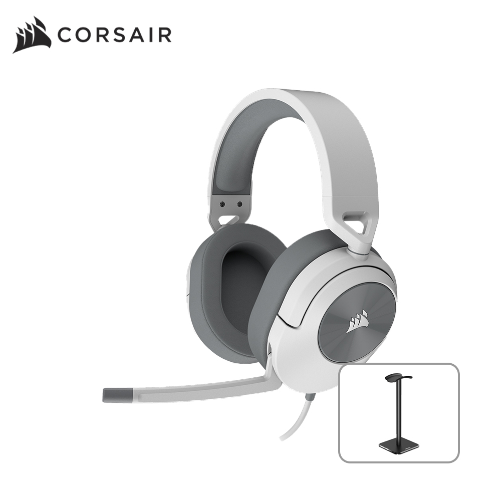커세어 HS55 SURROUND 7.1 채널 게이밍 헤드셋 화이트 헤드셋 거치대 에디션