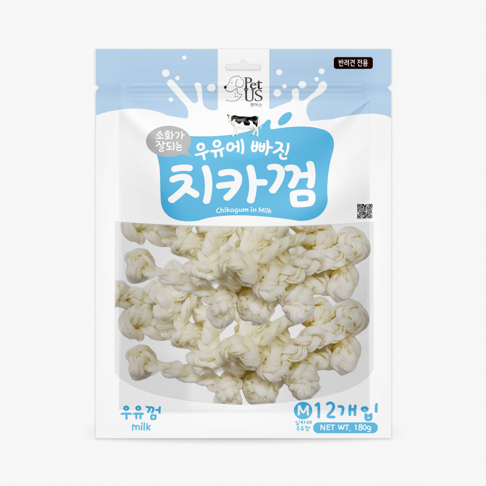 펫어스 치카 강아지양치껌 강아지스틱 오래먹는간식 실타래우유껌, M(중형), 12개 - 상품 이미지