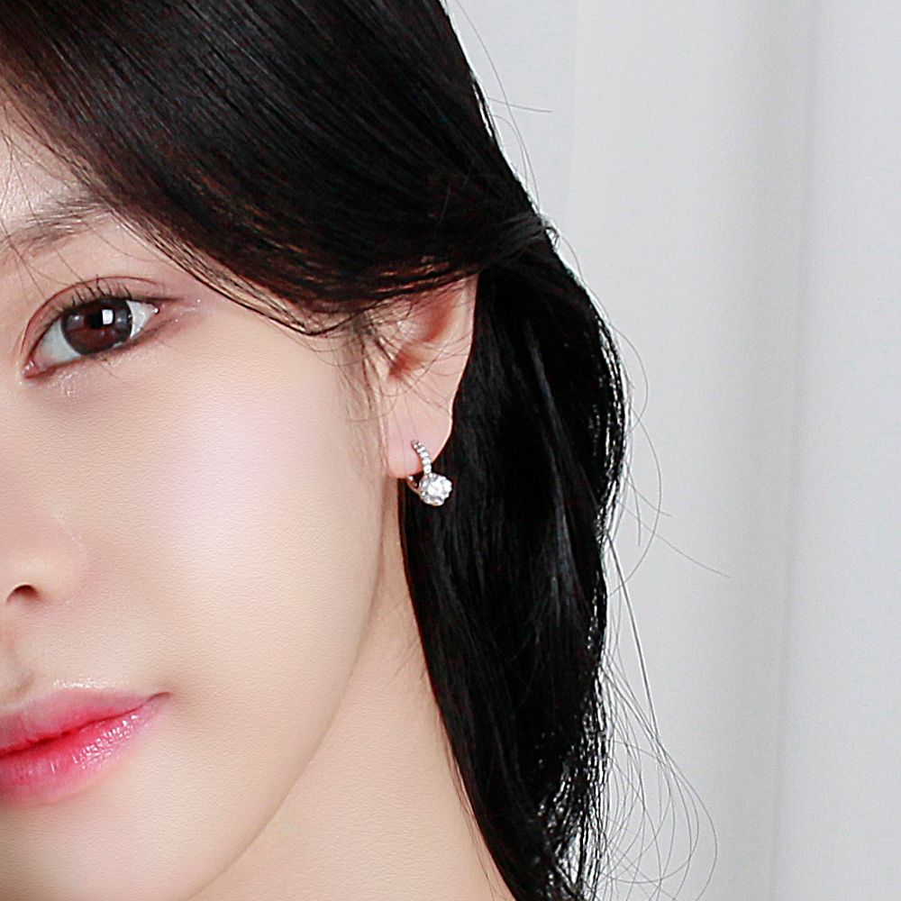5부 천연 다이아 귀걸이 우신 GIA 마름모 베젤 예물 결혼 기념일 선물 고급 웨딩 - 상세 이미지 3