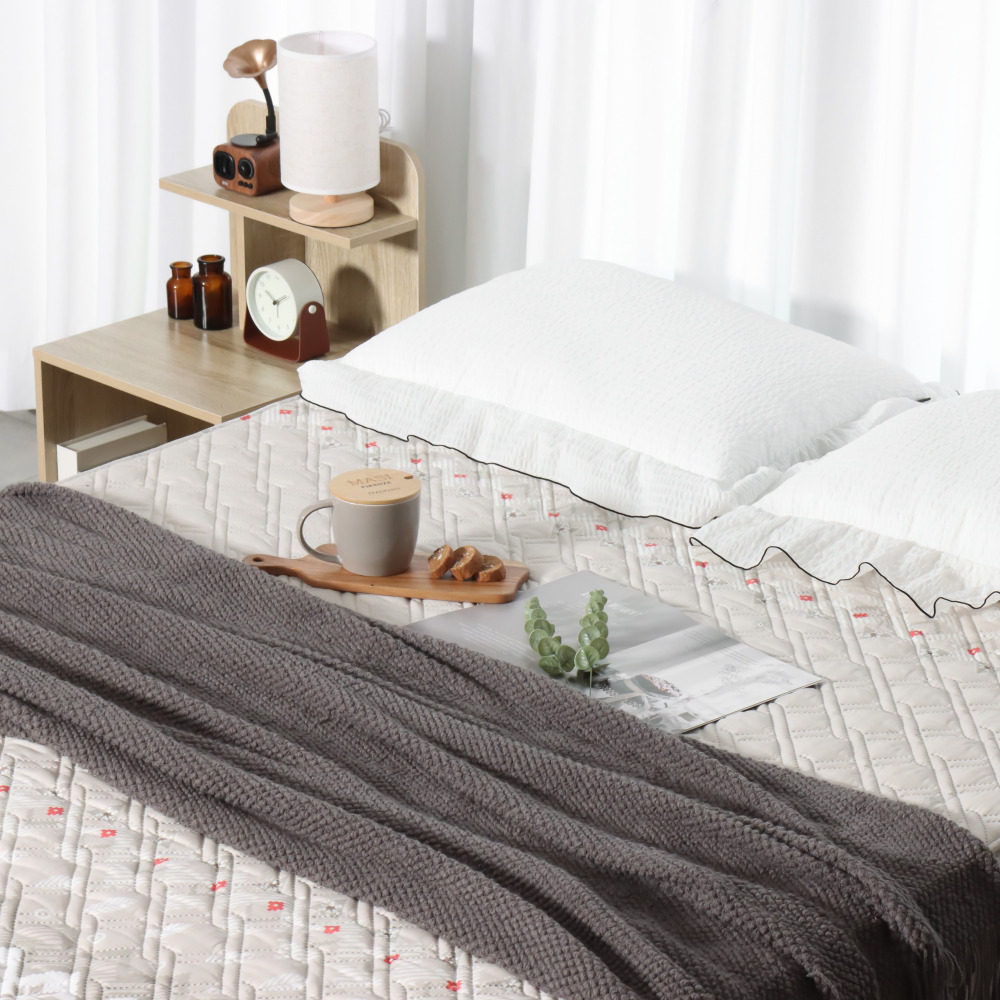 몽비오스 카본 탄소매트 전기매트 전자파없는 그래핀 온열매트 침대 전기장판 싱글, 100x200cm, 소프트 베이지