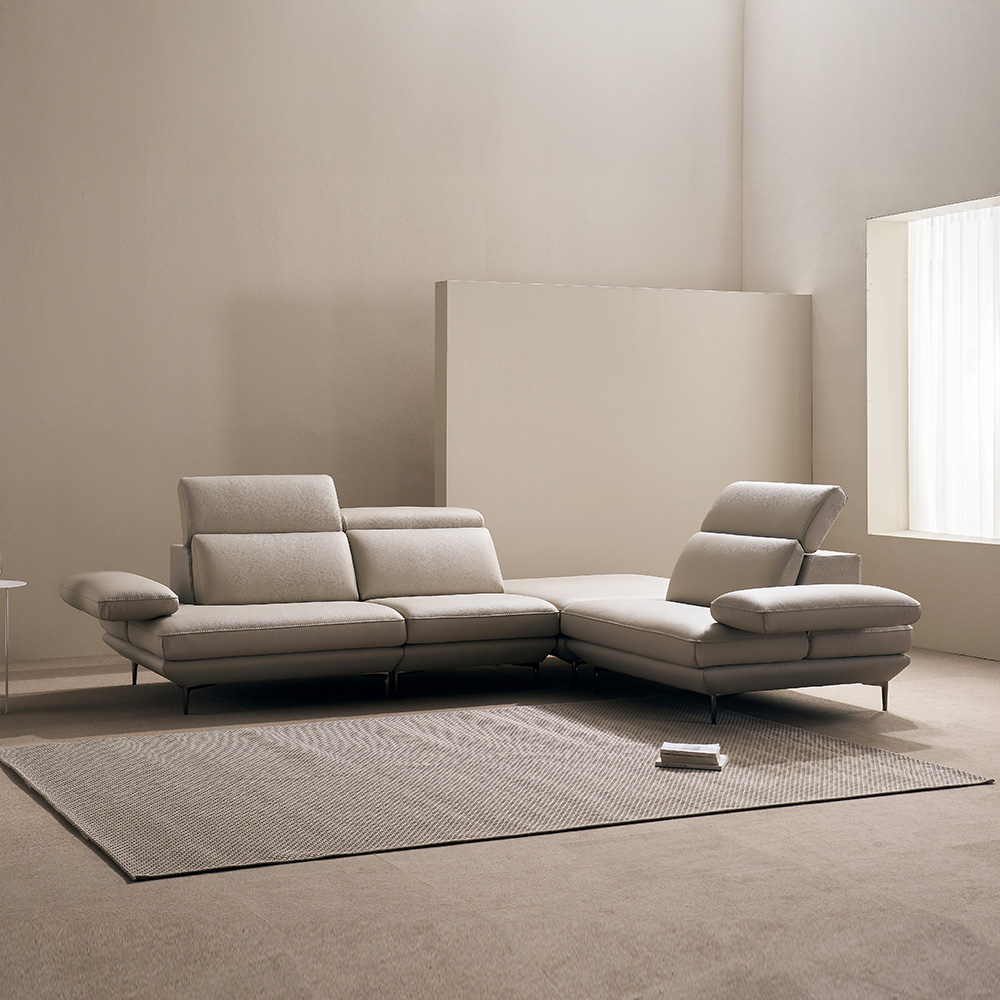 쉐우드가구 모담 이태리 천연통가죽 스윙 쇼파 6인용 코너형 / 국내제조 자재등급E0