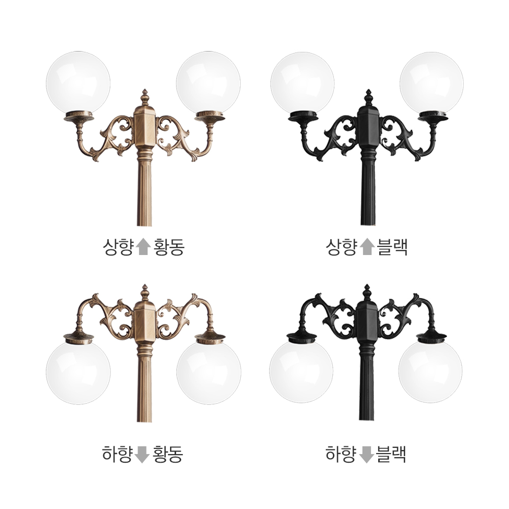 정원 가로등 전기 야외 LED 조명 잔디등 문주 경관 헤드 호박 엔틱 구슬 25호 1.4m - 상세 이미지 5