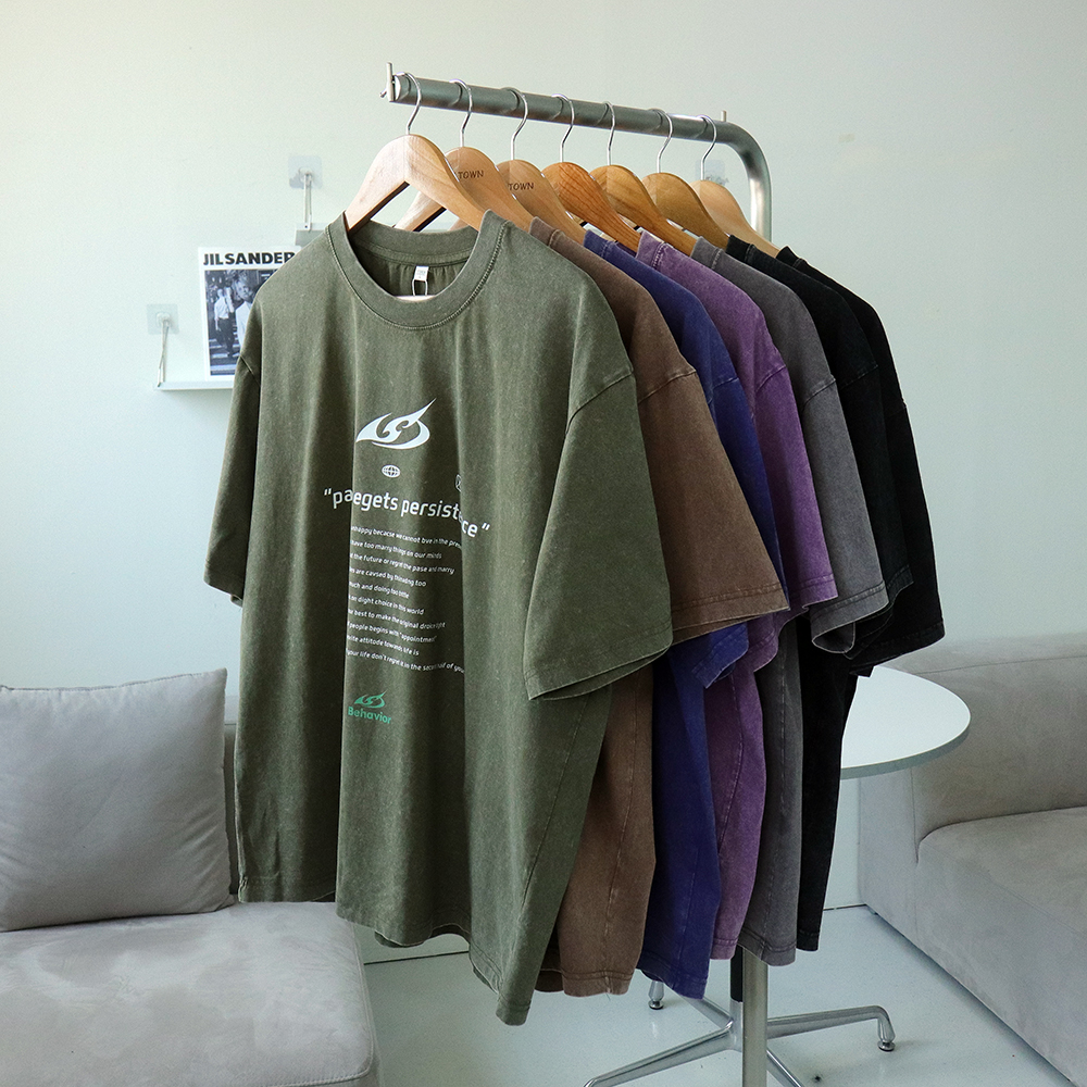 1+1 남자 반팔티 피그먼트 오버핏 나염 커플 반팔티 - 상품 이미지