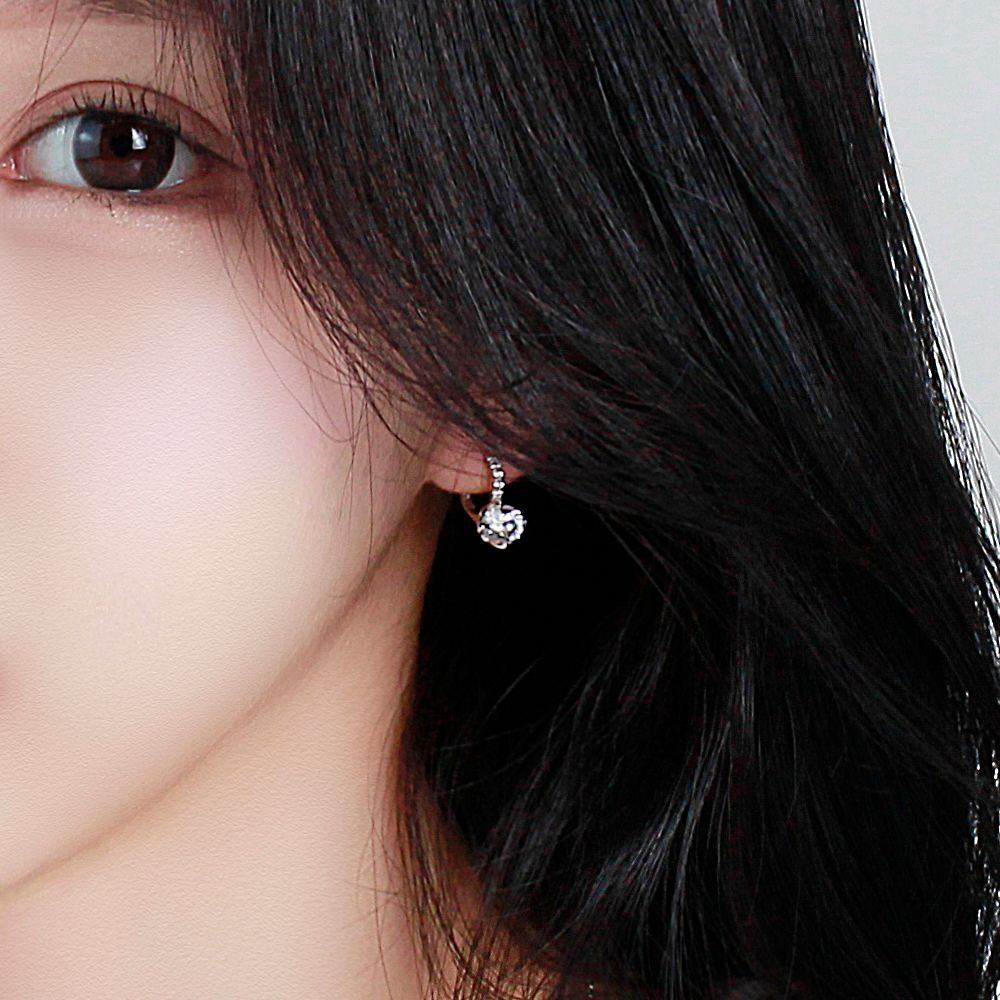 5부 천연 다이아 귀걸이 우신 GIA 마름모 베젤 예물 결혼 기념일 선물 고급 웨딩 - 상세 이미지 2